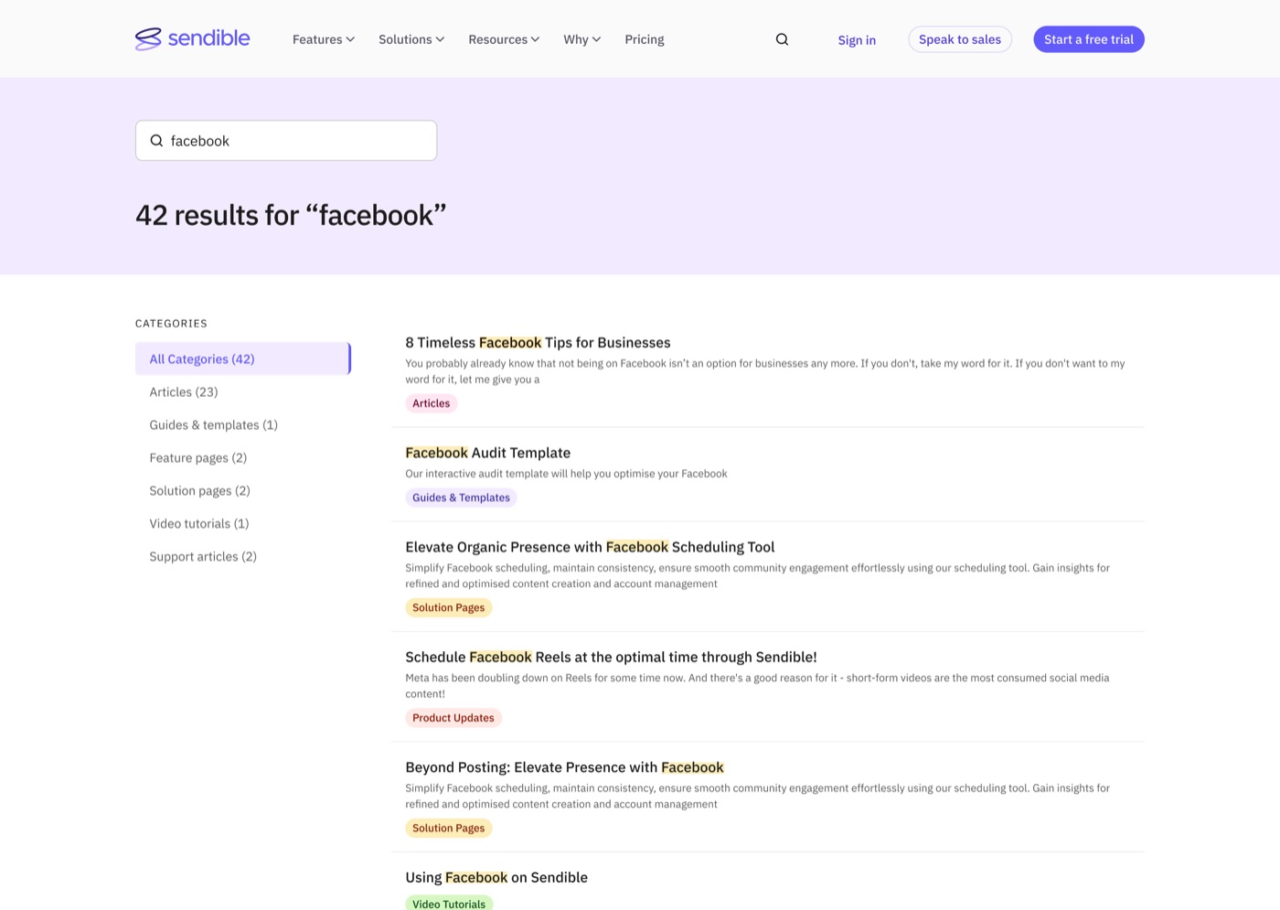 A third search results design with filters and tags.