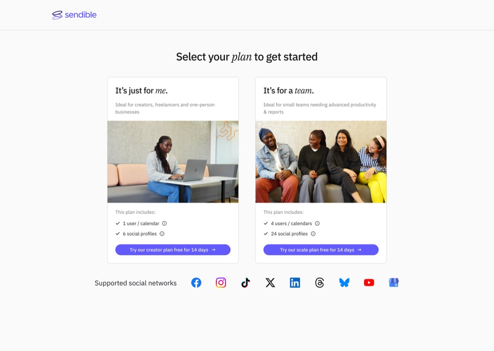 Plan selection page, a later iteration
